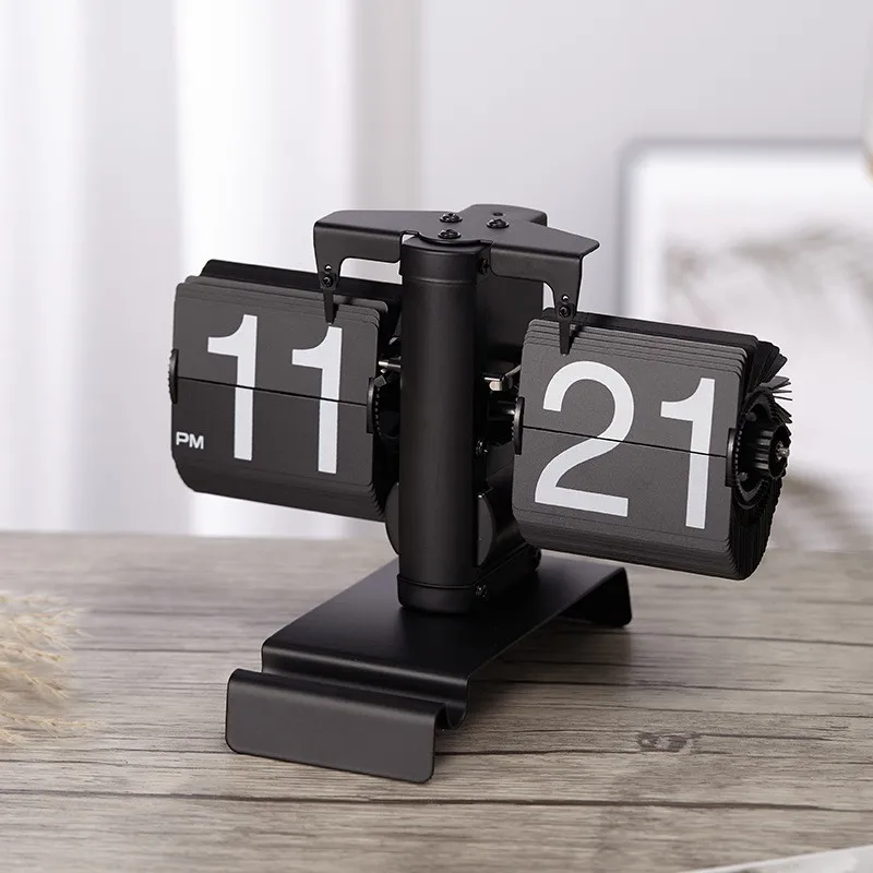 Modern Page Turning Desk Flip Clock Square Multifunction Auto Flip Calendar Luxury Square Acrylic Wall Clock