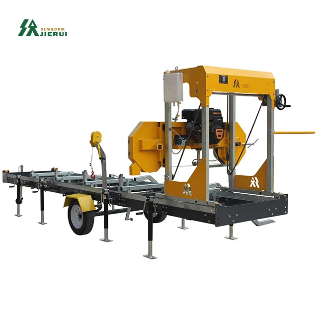 31-inch mobile belt mill portable horizontal band saw mini sawmill with gasoline diesel engine or electric motor