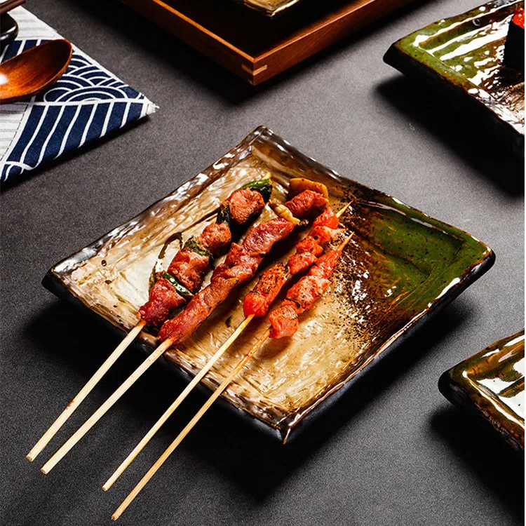 Harmony Simple Japanese Style Customized Rectangle Porcelain Food Serving Ceramic Sushi Plate Set