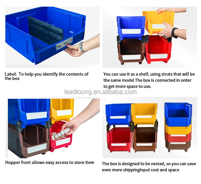 Wholesale Warehouse Tool Storage Box Stacking Bins Industrial Workbench Plastic Stackable Storage Shelf Bin