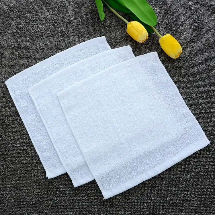 Custom eco friendly white 100% cotton mini hand towel disposable 25 25cm toallas de mano for home and kitchen
