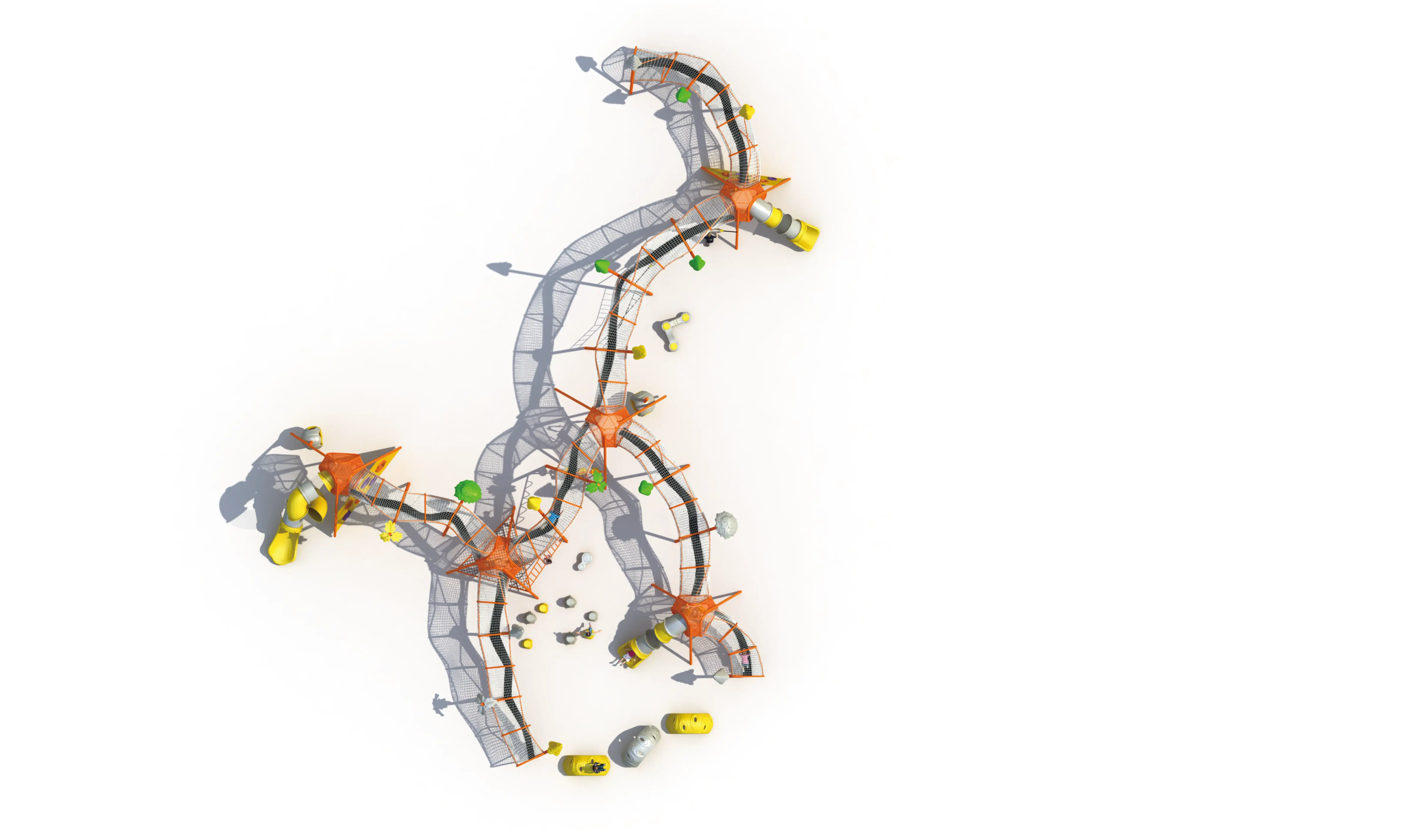 Expand climbing serie outdoor playground equipment space travel rope net play system with slide tube