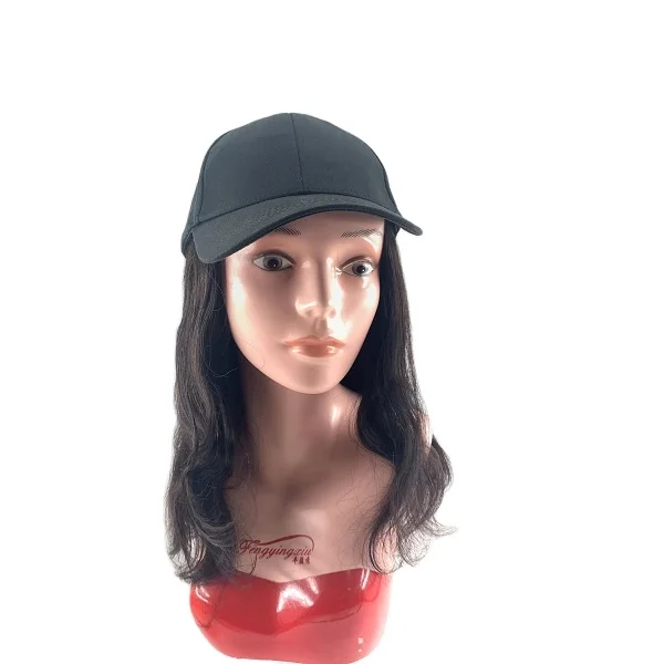 cheap Human Hair Baseball Hat Wigs For  Women,Fashionable Baseball Hat Long Human Hair Wigs,Human Hair Hat Wig