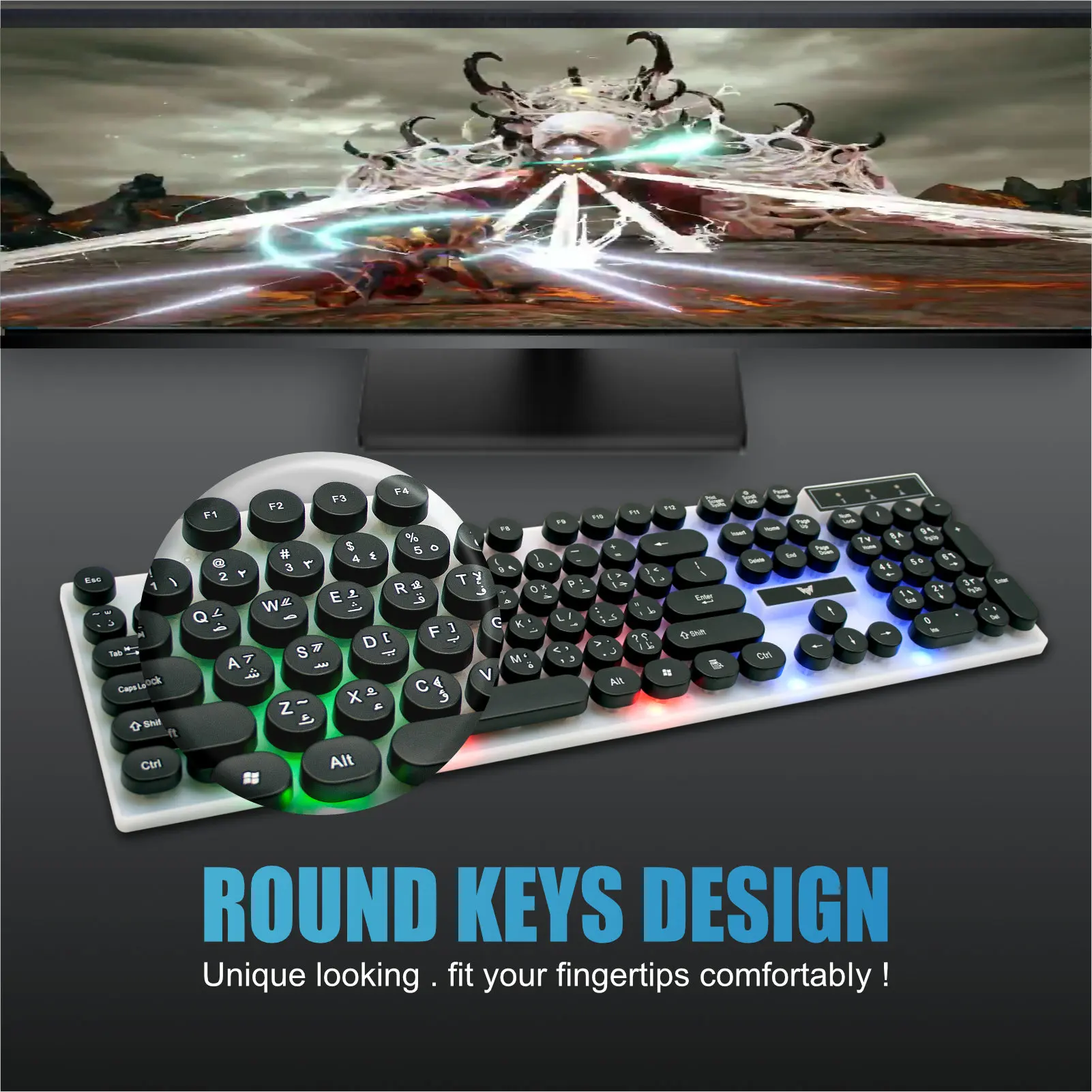 Gaming keyboard rgb led backlit mechanical gaming keyboard arabic layout luminous custom gaming electronic keyboard