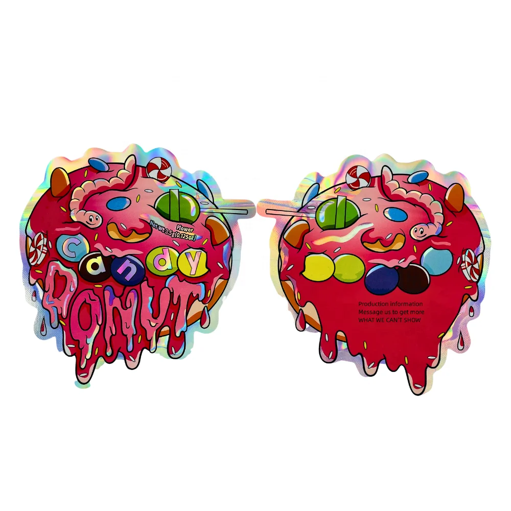 Holographic Candy Ice Cream Edible Flower 8th shaped Mylar Bag 3.5g Cut Out cali bags cookies Packaging cali packs 3