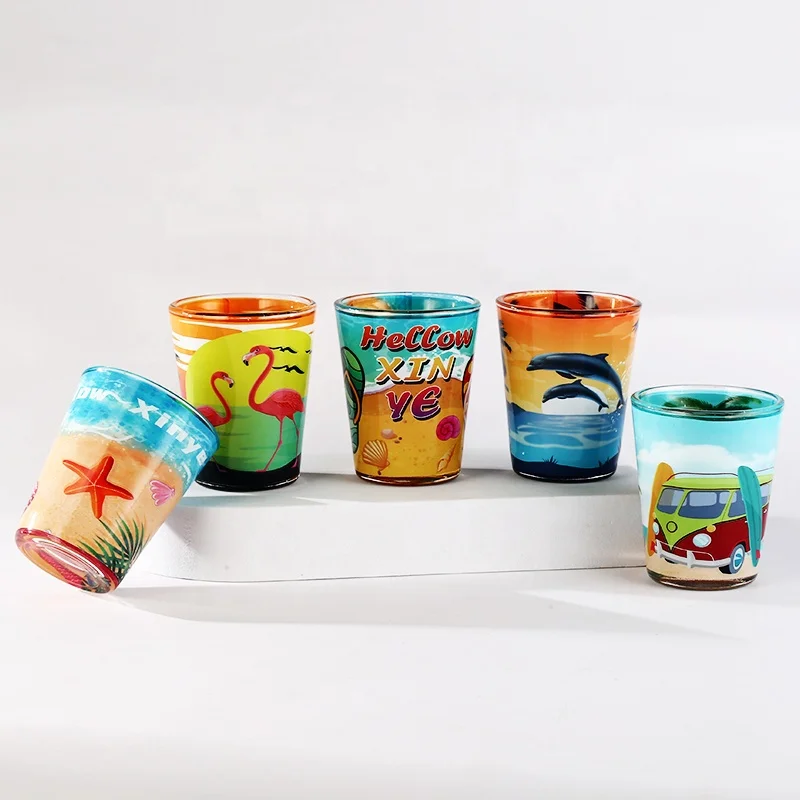 Wholesale 2 Oz Sublimation Transparent Shot Glass Brandy Whiskey Glass Cup Custom Full printing Shot Glasses