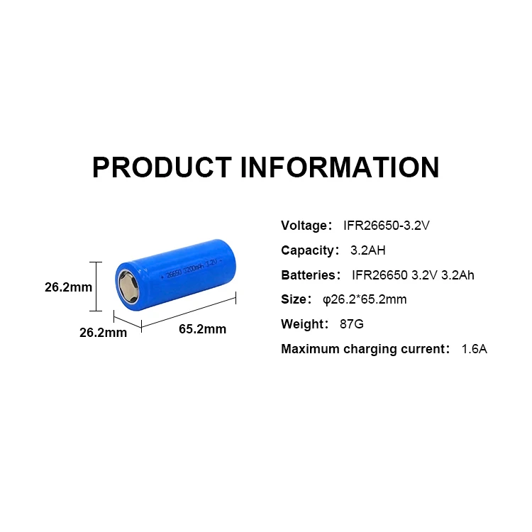 Hot Sales 3.2v 3200mah Cylindrical Lifepo4 Lithium Battery IFR26650 3.2V 2800mAh 3000mAh 3300mAh Lithium Battery Cell
