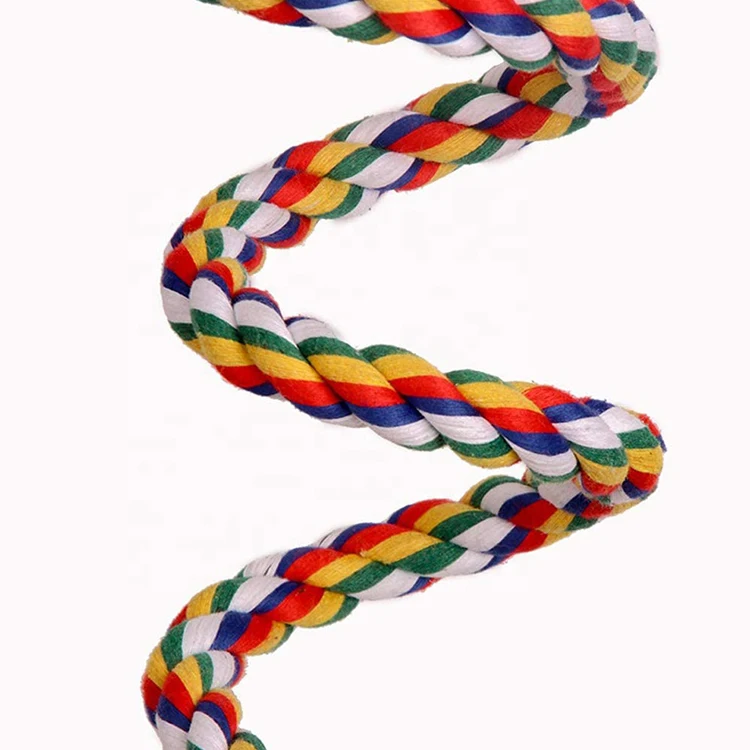 Parrot Rope Perch Cotton Rope Bird Perch With Bell Climbing Stand Bar Bird Bungee Toy Parrot Chew Toys Bird Perch Rope Bungee