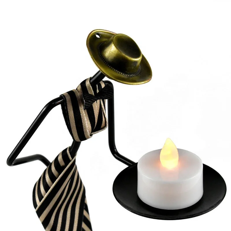 Creative western style etiquette waiter character candle holder home hotel restaurant decorations
