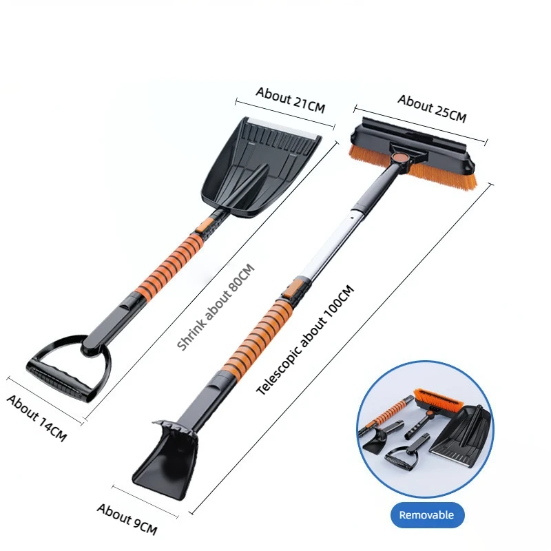 Winter Tools Telescopic Customized Logo 5 In 1 Set  Plastic Snow Cleaning Brushes With Logo Snow Cleaning Brushes For Car