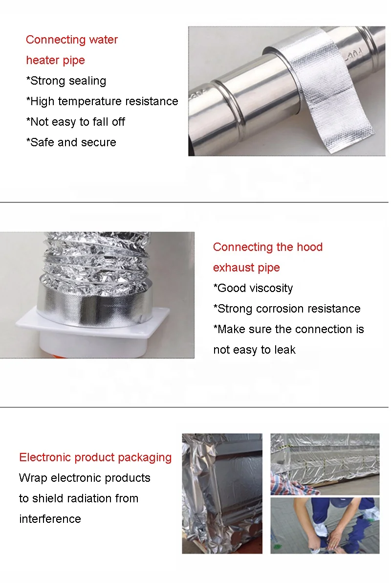 Fireproof Reinforced Aluminium Foil Tape Glass Fiber Insulation Pipe Sealing Aluminum Tape