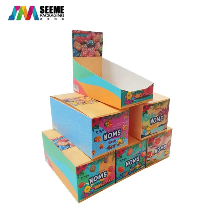 Full Color Printing Cardboard Paper Packaging Display Box with Tearing Line at Retail Counter POP up Custom Logo