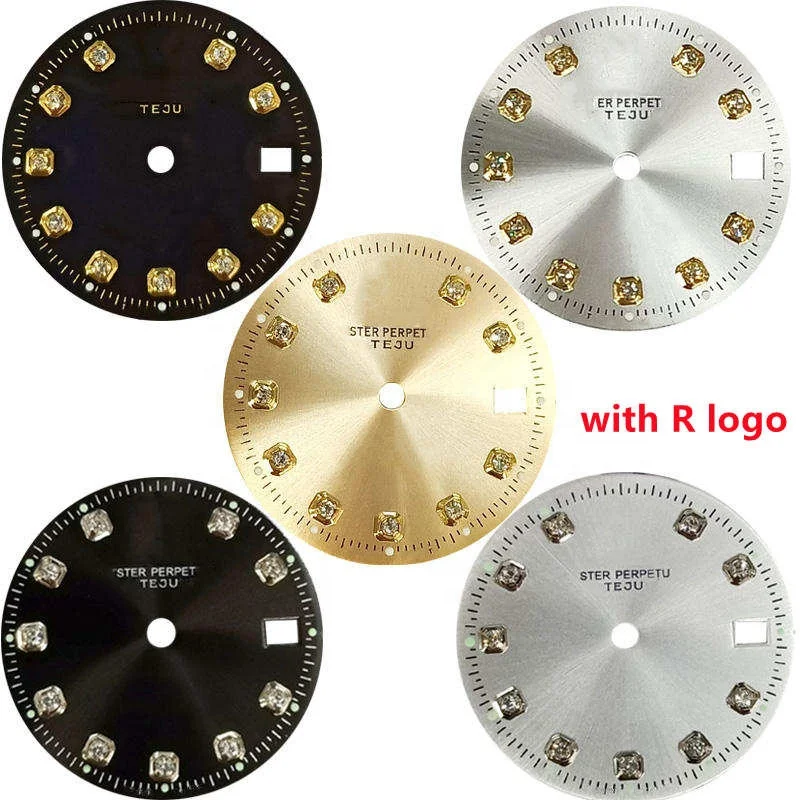 Watch  Accessories Diameter 28mm 28.5mm Black Silver Gold Diamonds Date Literally Dial Fit For Rlx 2824 8205 Movement