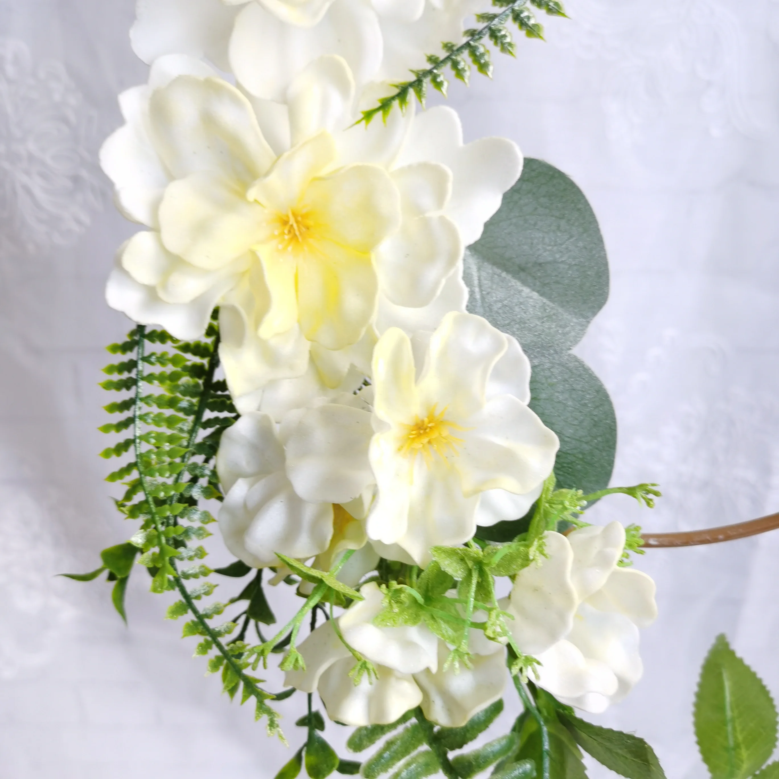 Оптовая продажа, искусственный цветок пиона из пены, металлический обруч, венок 45 см, искусственный белый цветок для украшения стен, свадебный фон