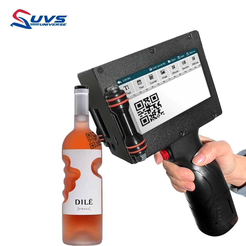 UVS Handheld U2 12.7Mm Inkjet Marking Machine Barcode Expire Date Number Printer Price Stamped Solvent Ink Printer
