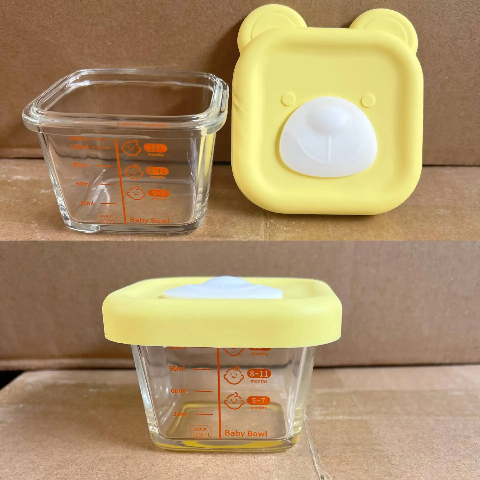 Glass food box for children Food Grade Baby Fresh Food Storage Container glass Lunch Box With Lid