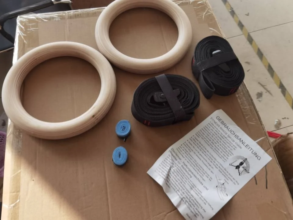 Core Wooden Strength 32mm 28mm adjustable Exercise Home Fitness Workout Gymnastic ring with numbered straps