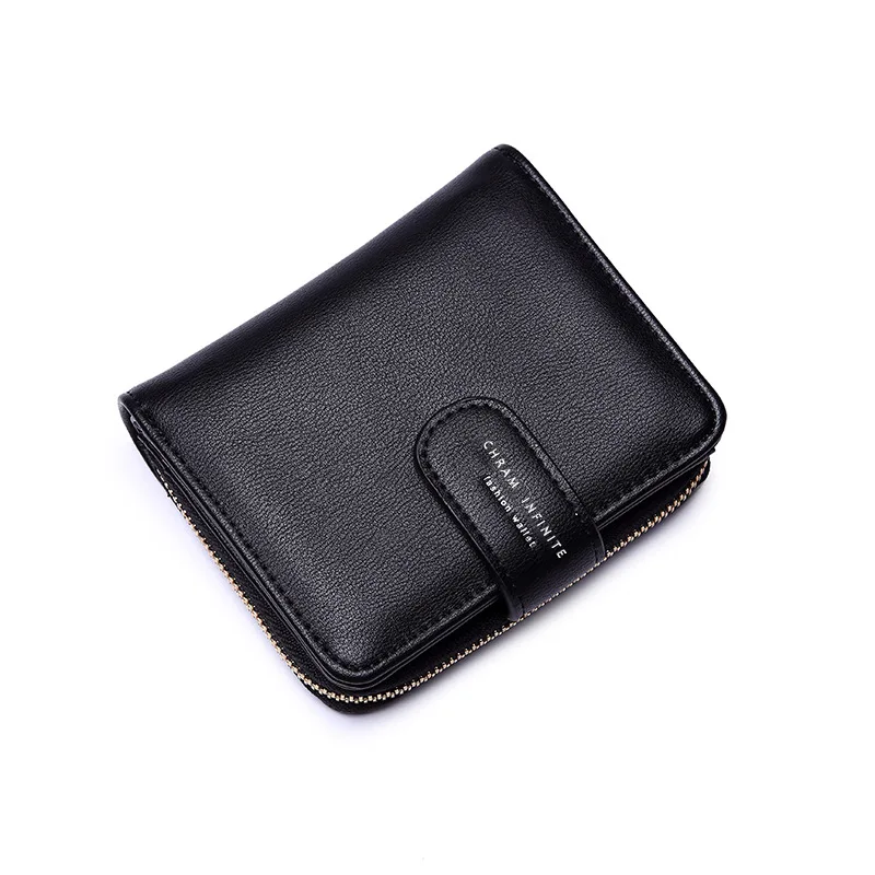 RU Square PU Leather Card Holder Wallet with Zipper Wholesale Change Gadget Storage Bags with Buckle