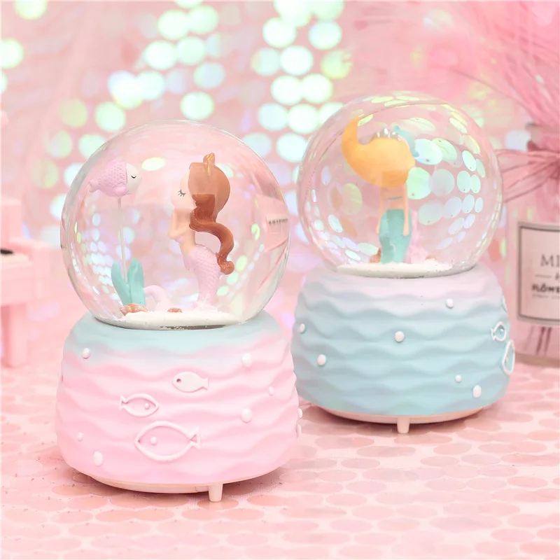 Wholesale high quality marine mermaid crystal ball music box for girls gift