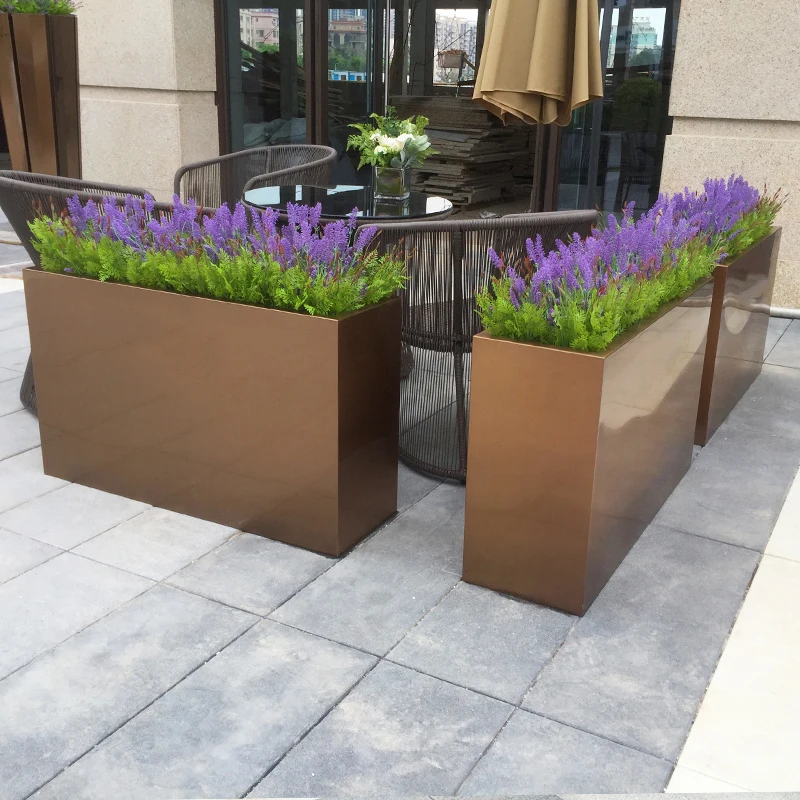 Outdoor Garden Water-proof Stainless Steel Anti-corrosion Rectangle Flower Pots & Planters