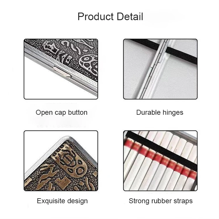 Elastic Strap Boxes Holder Case For 20 Pcs Cigarette Metal Storage Case Men Pu Leather Cigarette Case Engraving