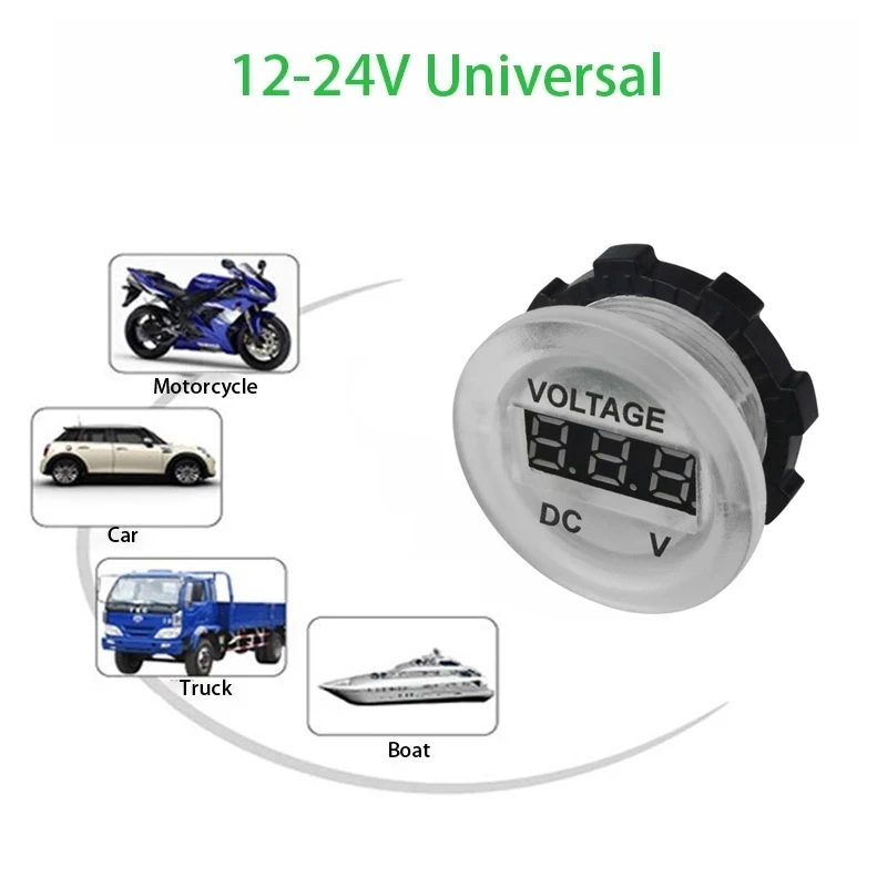 Digital Panel Voltmeter Led Display Electric Voltage Meter Volt Tester For Car Motorcycle Boat ATV Truck DC 12V-24V