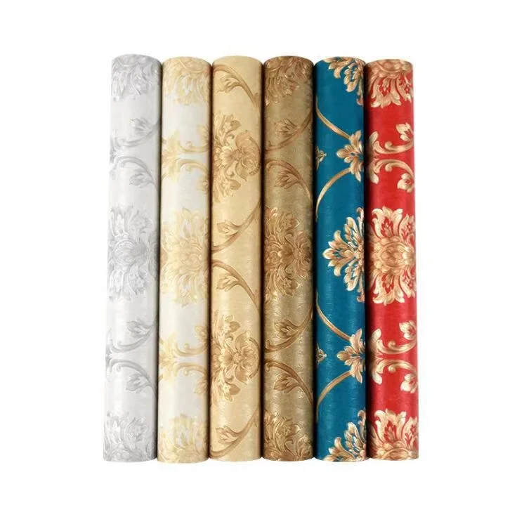 European Pressure Red Blue Green Wallpaper Damascus Wallpaper For Livingroom TV Background