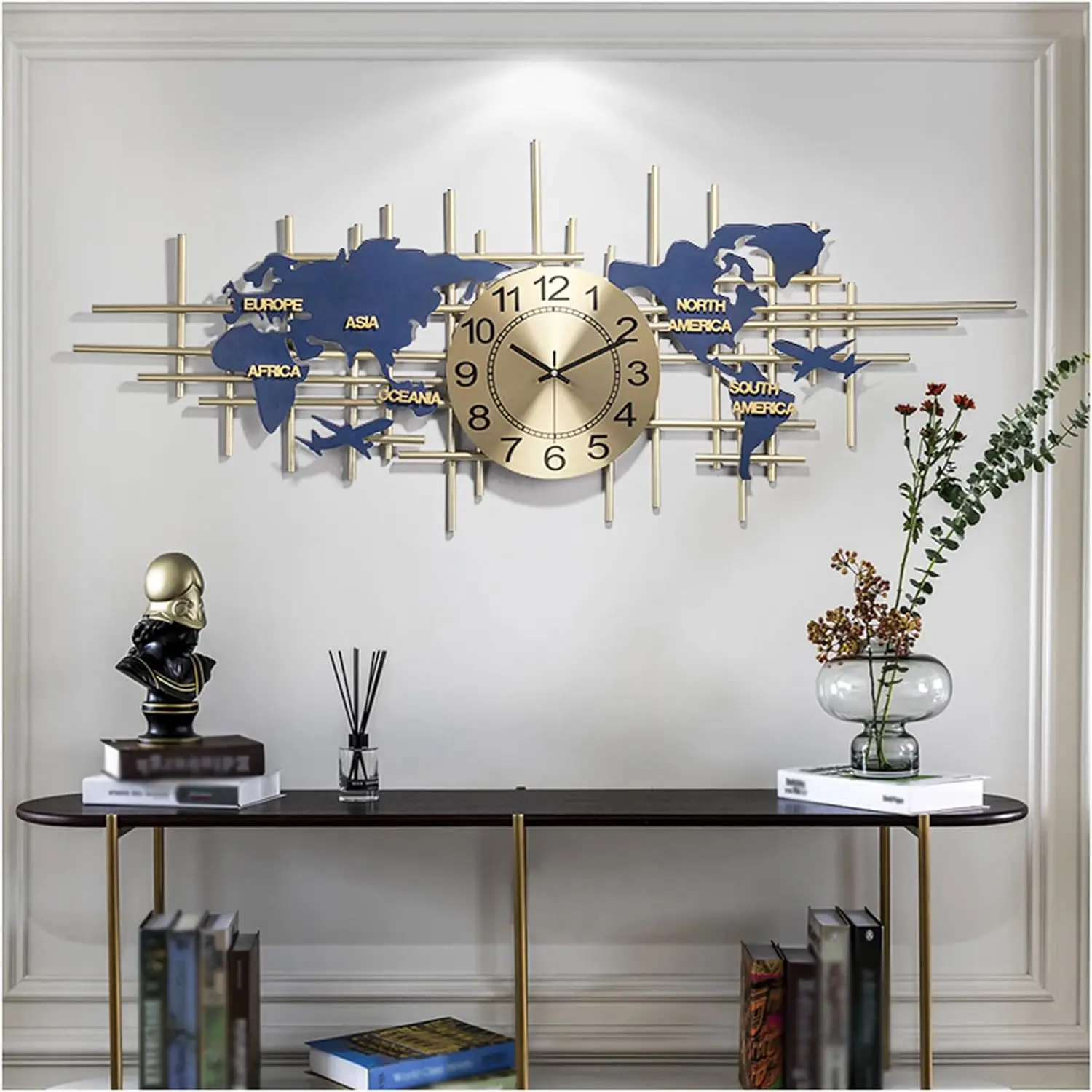 Modern Metal Wall Clock Handmade Iron Frameless World Map Wall Clocks For Home Decoration Silent Clocks for Study Room Office