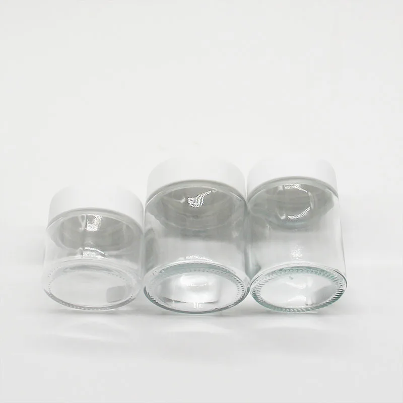 Child Resistant Proof Resist Resistance Glass Jar Bottle with Push Down and Turn Screw Top Custom Color Aluminum Bamboo Cap