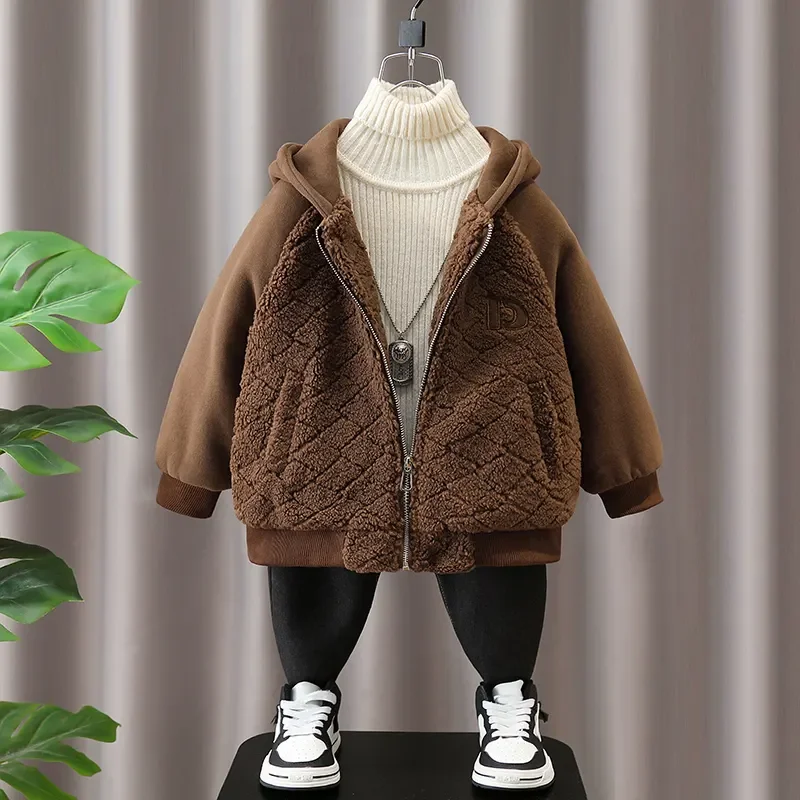 Customized Cotton Coarse Knit children sweater winter warm Clothes Solid color crew neck Jumper Sweater Kids Pullover Sweater