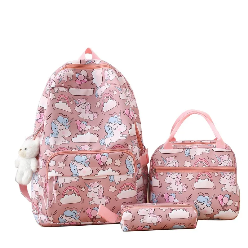Wholesale School Bags 3pcs Set with Lunch Bag Pencil Case for Girls Kids Student Backpack for Teenagers
