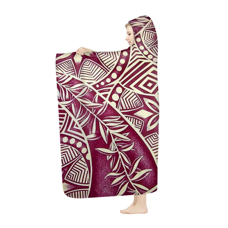 Polynesian Tribe Printing Custom Mantas Nordicas Blankets Manufacturers Hooded Winter Blanket
