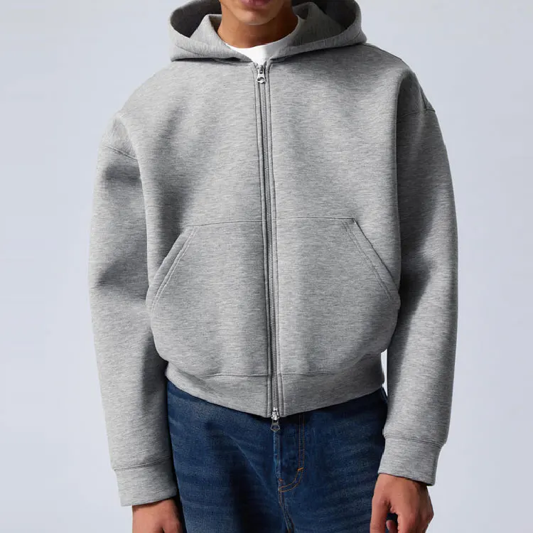 YITE Wholesale High Quality Cotton French Terry Drop Shoulder Heavy Zipper Hoodies Custom Men Boxy Cropped Full Zip Up Hoodie