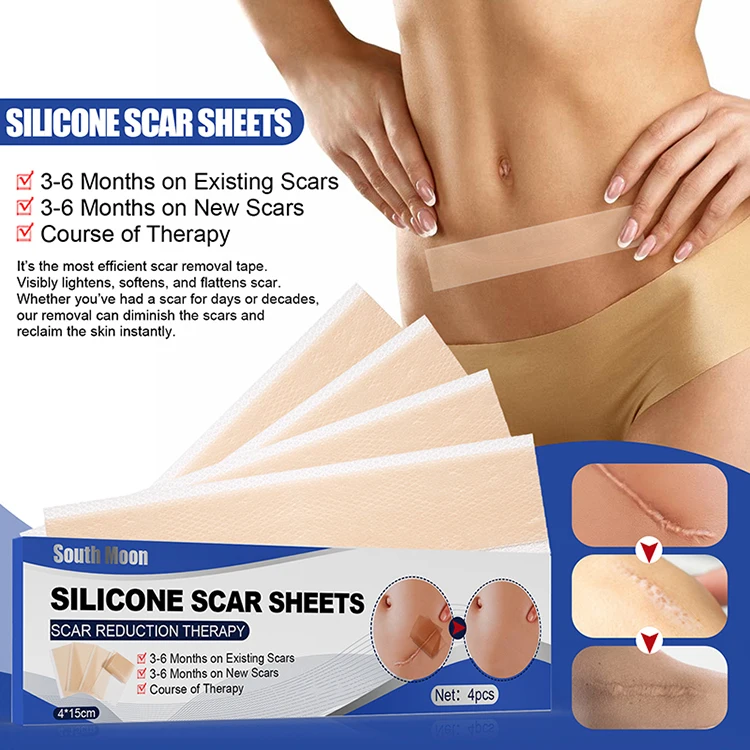 Good Sale 4pcs Silicone Scar Sheets Remove Hot Burn Scars and Surgical Scar Restore Skin Smoothness Easy to Use