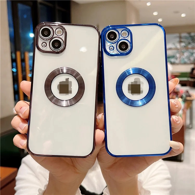 Transparent Phone Cases Electroplating LOGO Case Soft TPU Shockproof Mobile Cover for iPhone 11 IP12 13 Pro Max 6 7 8 X XS XR