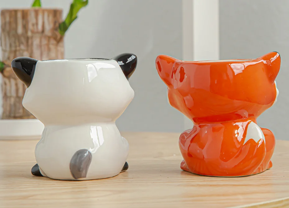 Mini Cute Ceramic Animal Flower Pot Succulent Plant Pot Cartoon Cow Elephant Ceramic Flower Plant Pot Tiny Flower Planter Cactus