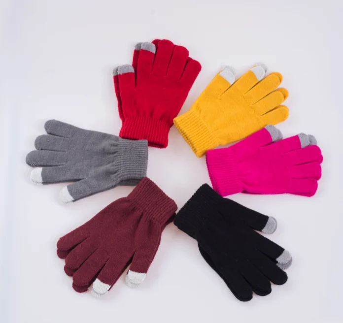 
China manufacture winter kids kittning cotton acrylic gloves for men and women mirco touch mobile phone touch screen gloves 