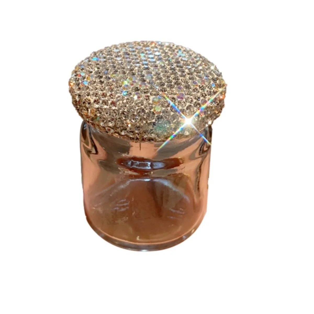Fashionable Diamond Storage Bottle Convenient Gold Bean Storage Product Rhinestone Crystal Cap Glass Bottle