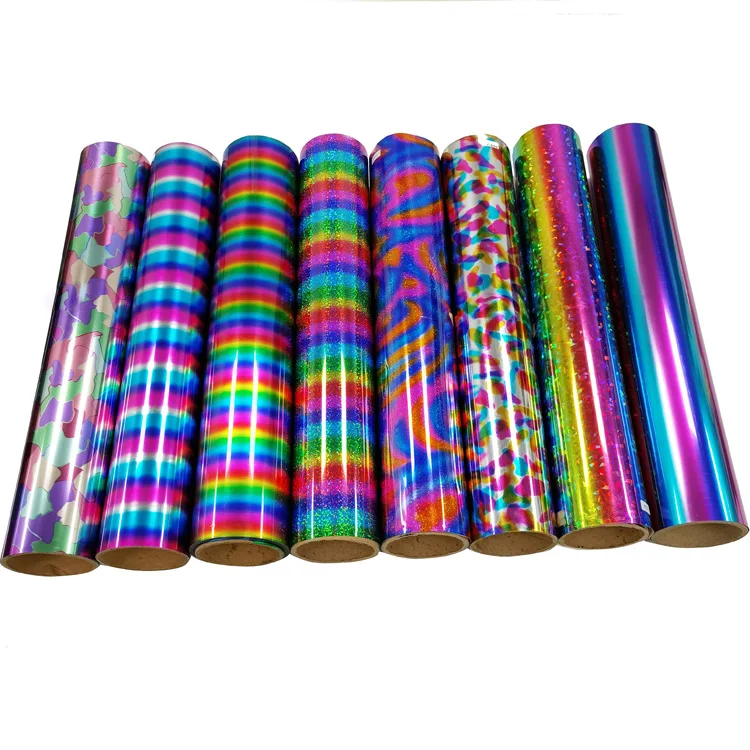 Holographic rainbow iridescent pu heat transfer vinyl film  for clothing
