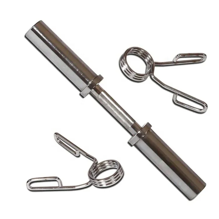 Loadable  Chrome Dumbbell Rod Adjustable Handle Fit 2-Inch or 50mm Weight Plates with Max Capacity 300lbs with Spring Collar