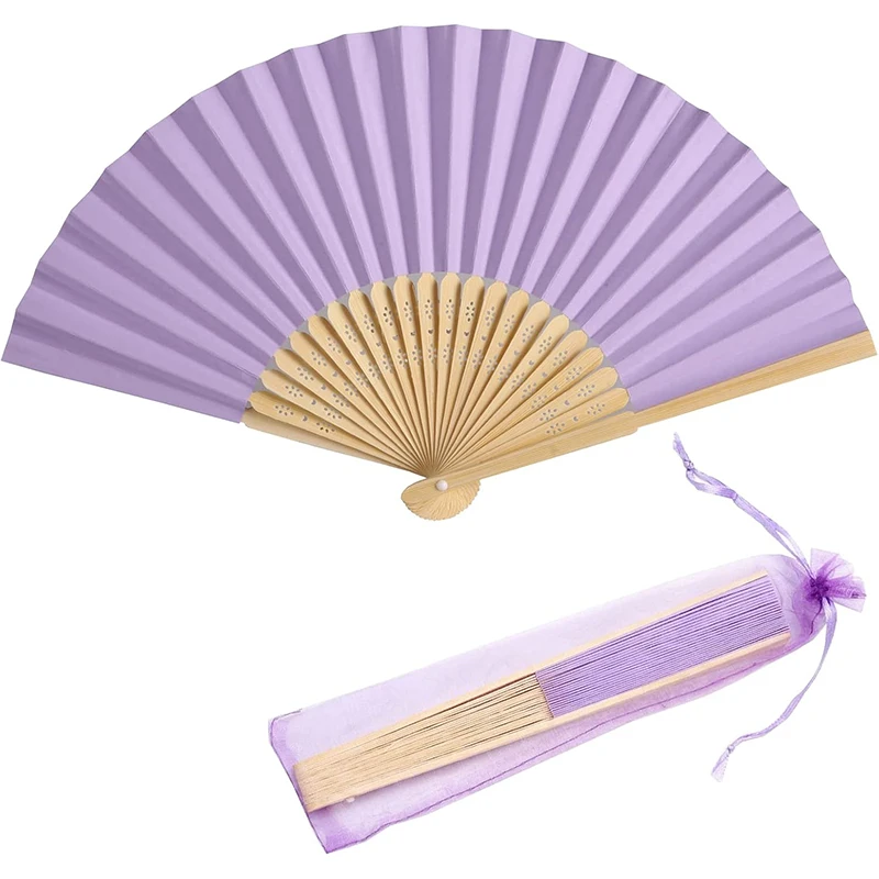 Festival Personal Folding Flower Cloth Hand Fan Custom Hollow Bamboo Bone Style Weddings Business Gifts Paper Party Decoration
