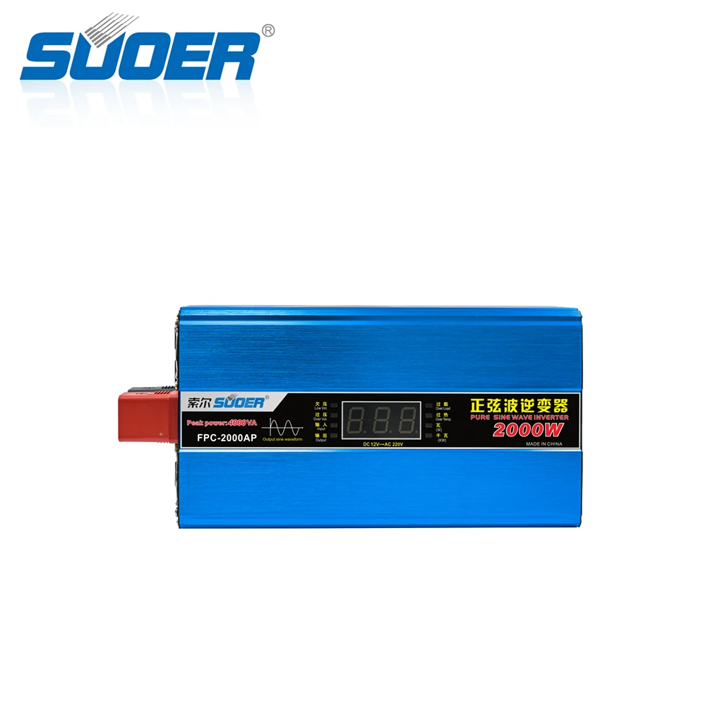 Suoer Power Inverter Factory Provide 2kw 2000 Watt Invertor Pure Sine Wave with Ups Charger