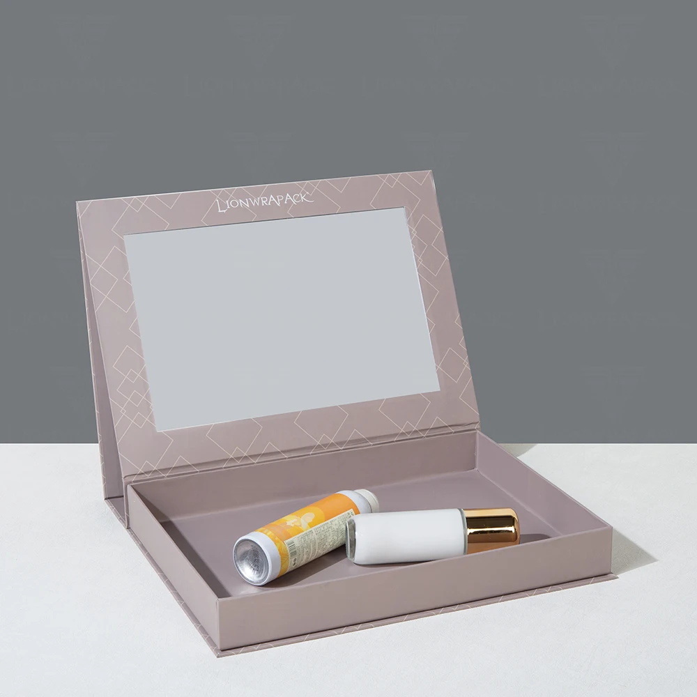 Lionwrapack Sustainable Cosmetic Packaging Stylish Foldable Boxes with Custom Logo Integrated Mirror for Perfume Makeup Gifts