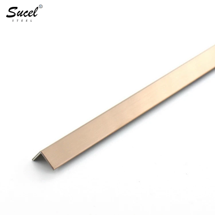 SUCEL Brass Color Stainless Steel Metal Inserts Strips Tile Trim V Groove L Shape Custom Bronze Profile Channel