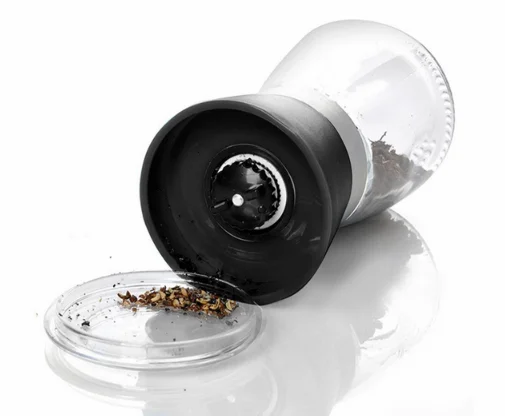 Salt and Pepper Mill Set Black Pepper Grinders with Adjustable Ceramic Core 150ml Glass Shaker Sea Salt Grinder Pink Salt Mills