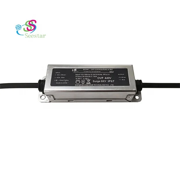 BIS 4KV 6KV 440V No Fail PF>0.95 Low THD Isolated SELV 30W 36W OVP LVP AC100-277V IP67 waterproof led street light  led driver