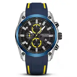 MEGIR 2144 men wristwatch silicone band sport relojes para hombres waterproof megir mens chronograph wrist watch for men