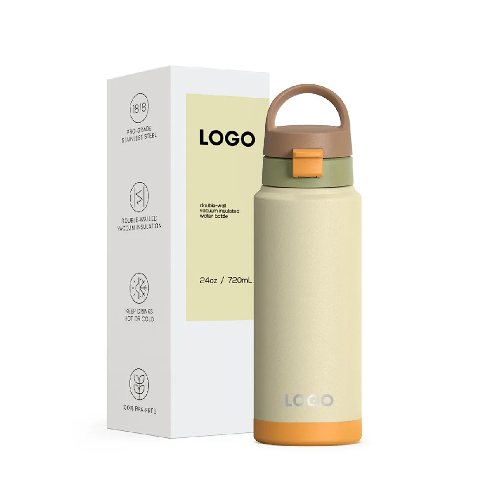 creative design bpa free water bottle  sport stainless steel flasks vacuum thermos with lid straw
