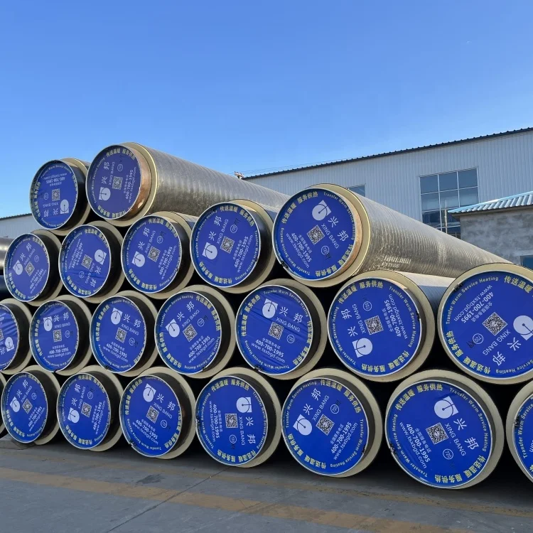 EN253 spraying wrap insulation pipeline pre insulated piping polyurethane foam thermal insulation steel pipe for hot water