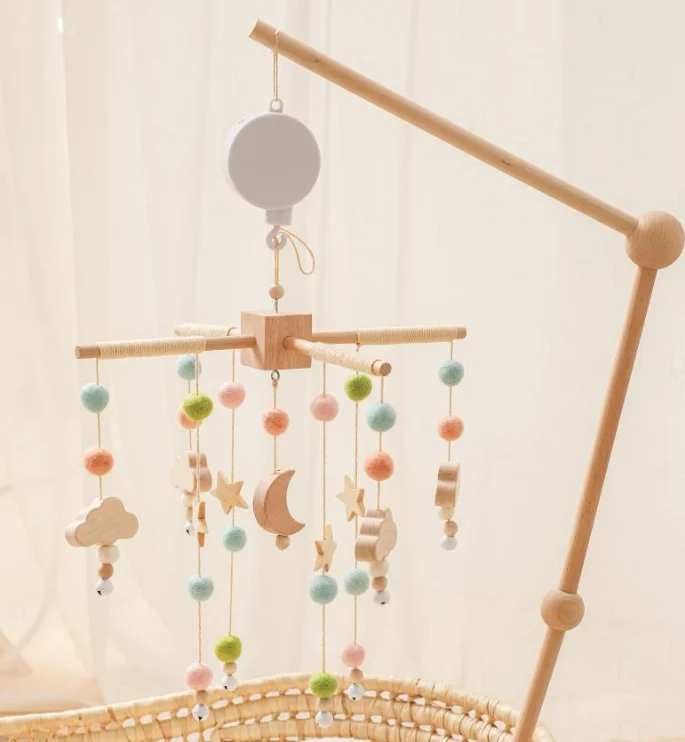 New style Baby Bed Bell Music Box Bracket Three Sets Soothing Rattles Crib Toy For Kids